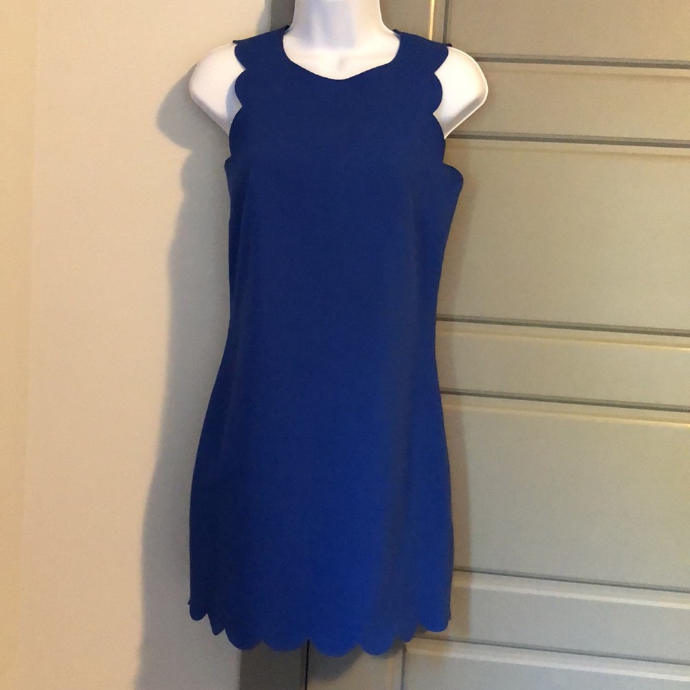 J. Crew Blue Scalloped Shift Dress - 00 / XS